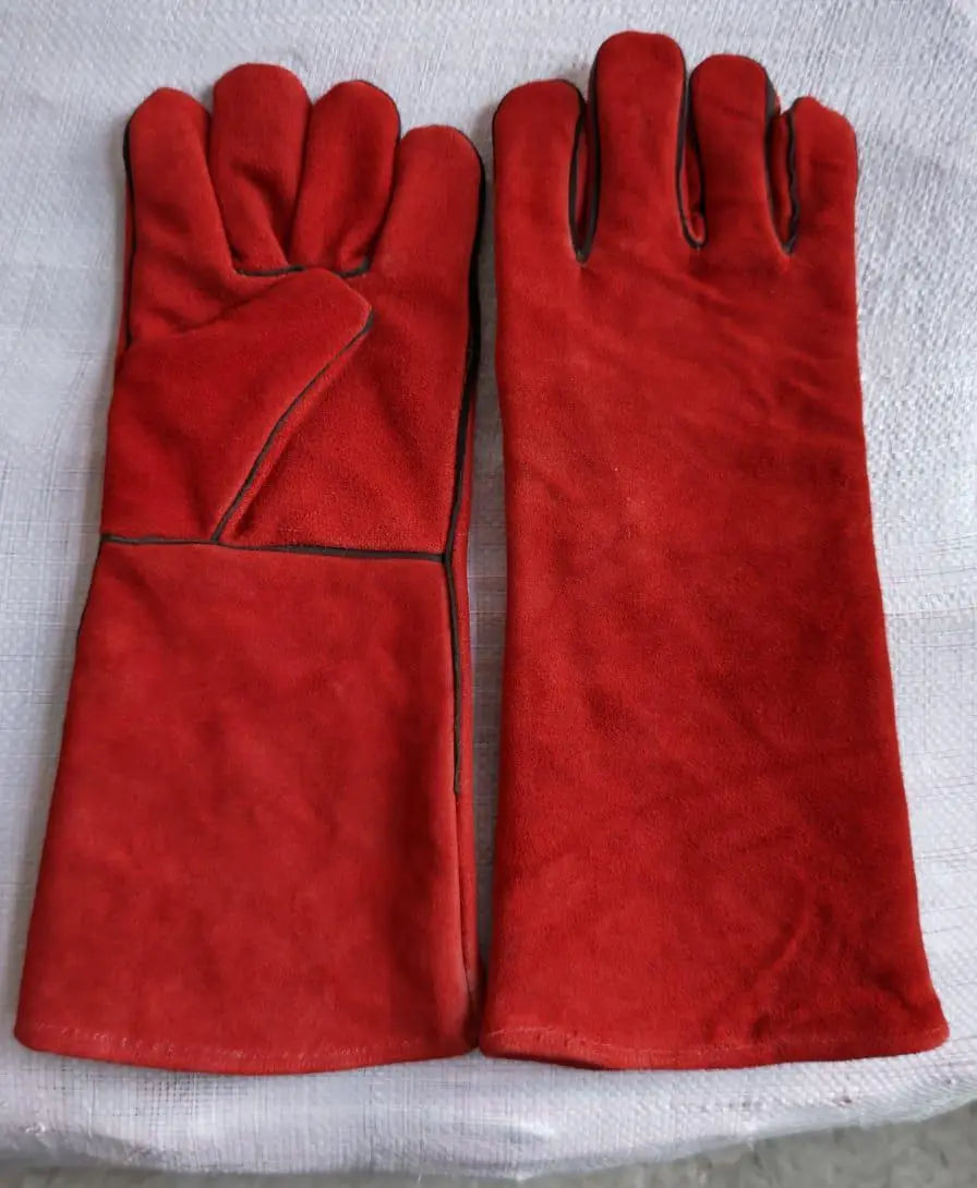 GW02 Heavy-Duty Cowhide Welding Gloves with Kevlar Stitching – 35cm Long, Winged Thumb, Welted Finger Tips, Cotton Drill & Brushed Fabric Lining for Enhanced Comfort & Flexibility Mehfuz