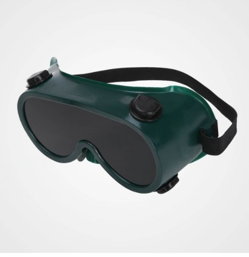 PE16 Welding Safety Goggles with Grey Polycarbonate Lens and Green PVC Frame Mehfuz