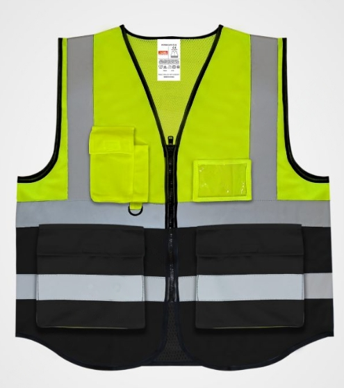 CJ05  High Visibility Safety Vest Multicolor Fabric & Mesh with 5 Pockets Mehfuz